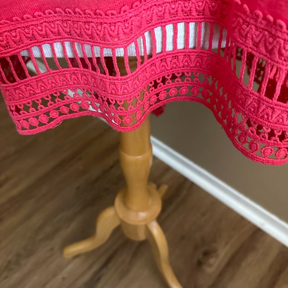 Chicos Pom Pom Fringe Watermelon Red Cardigan Size 2 (L) - Picture 4 of 9